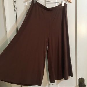 NWT J Jill brown wide leg cropped Havana pants L